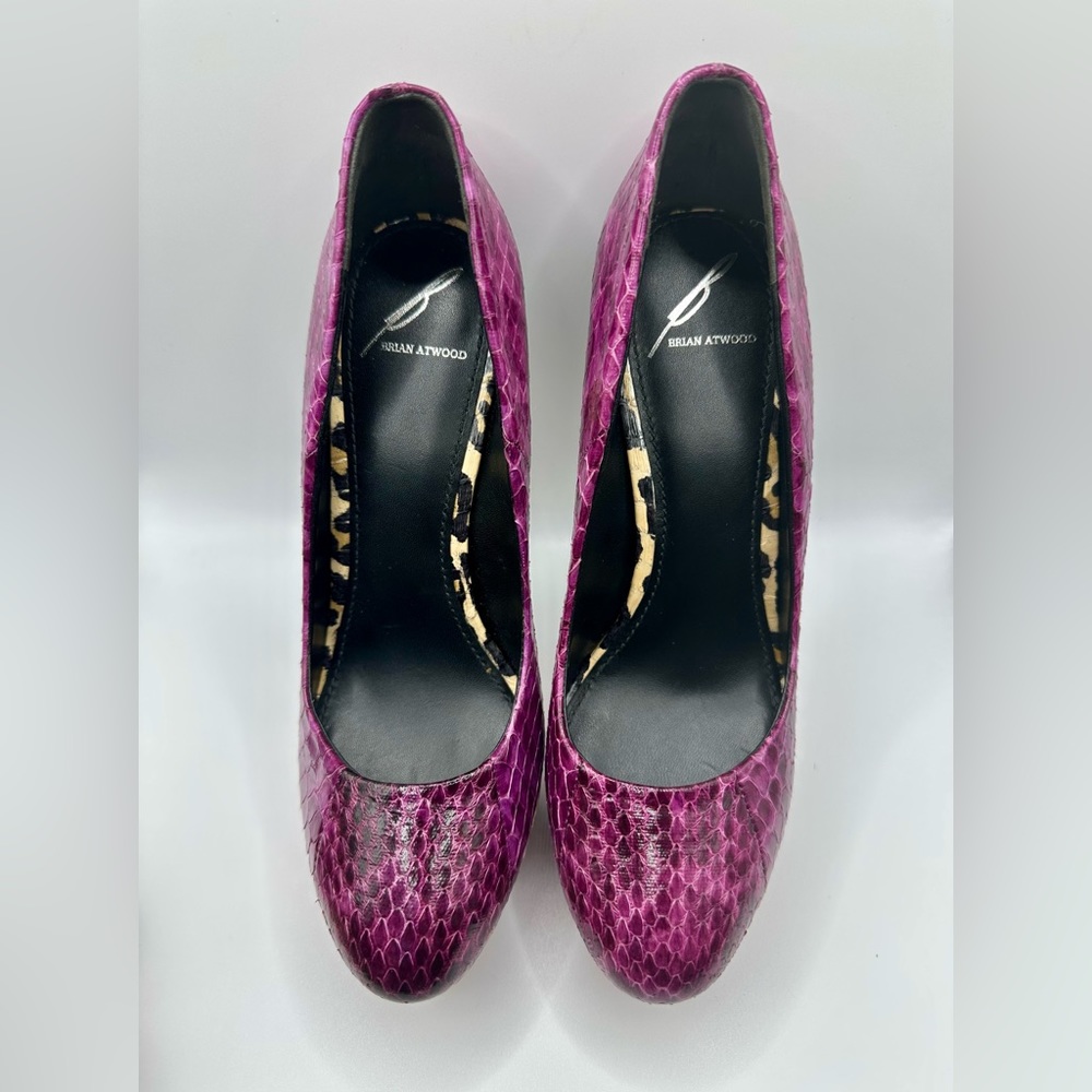 Brian Atwood Multi-Colored Snakeskin Platform Stiletto Pumps